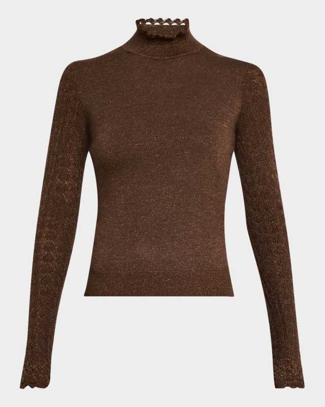 Stephanie Sparkly Knit Turtleneck Top